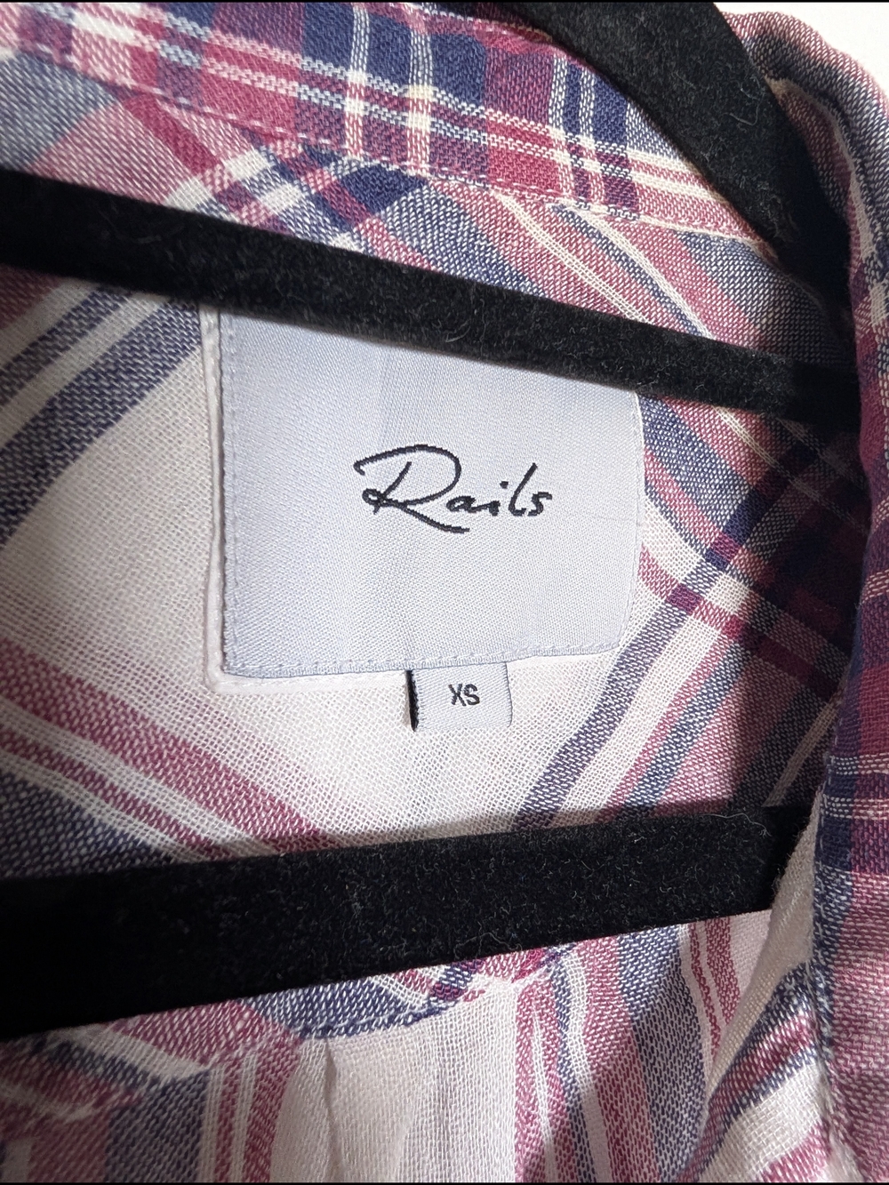 Rails Linen Blend Plaid Button Down Shirt XS Coastal Casual Lightweight - Picture 4 of 7